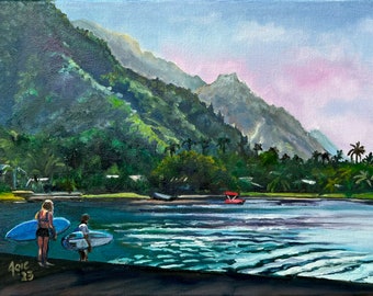 Tahiti Landscape - 16x12in Original Oil Painting