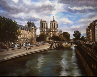 Notre Dame Painting - 14x11in Giclee Print