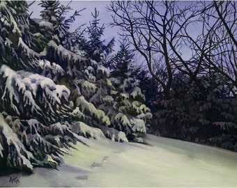 Winter Tree Painting - 10x8in Art Print