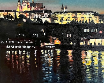 12x16in Original Oil Painting of Prague