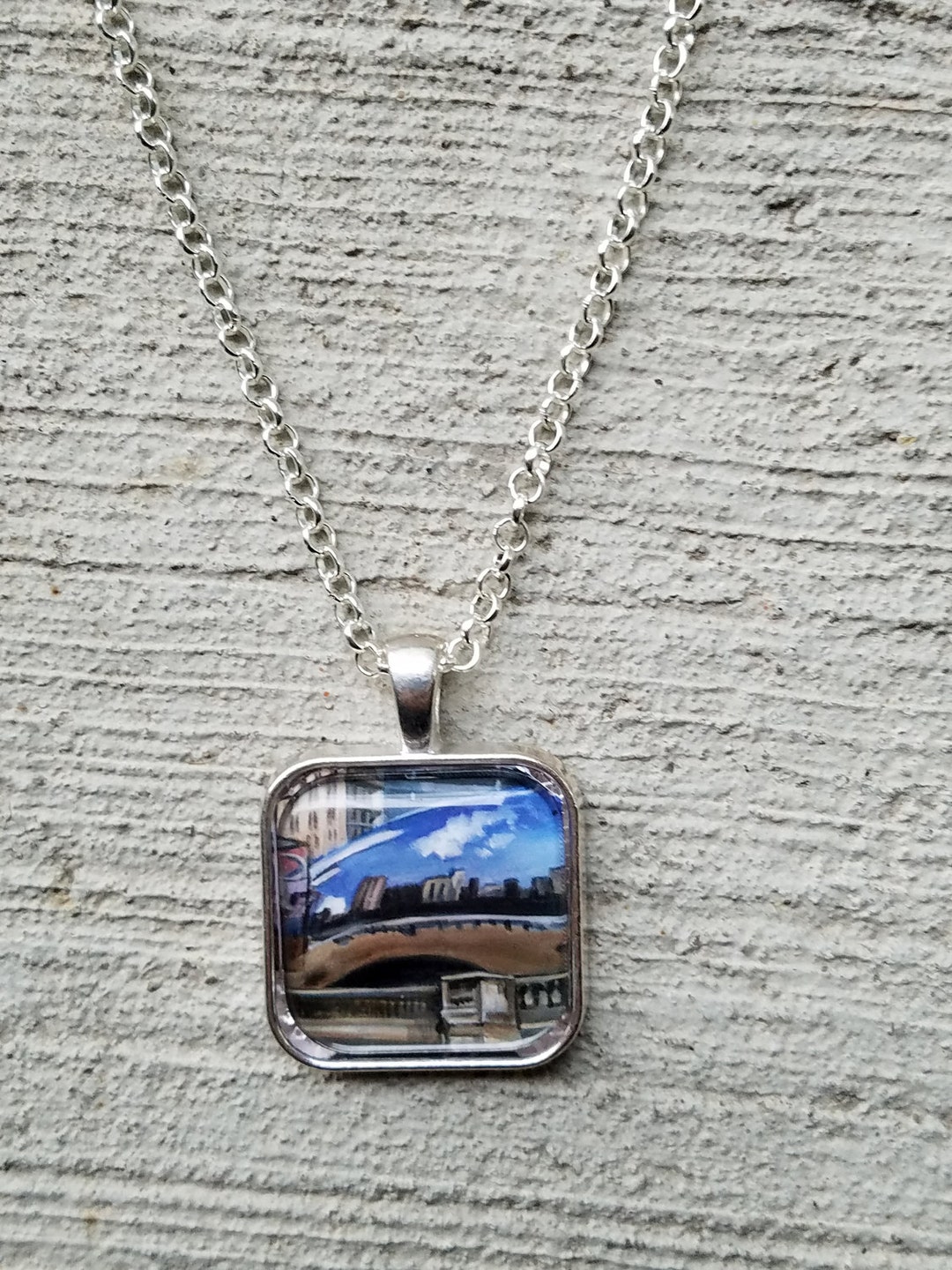 Chicago Bean Necklace Fine Art Pendant Etsy