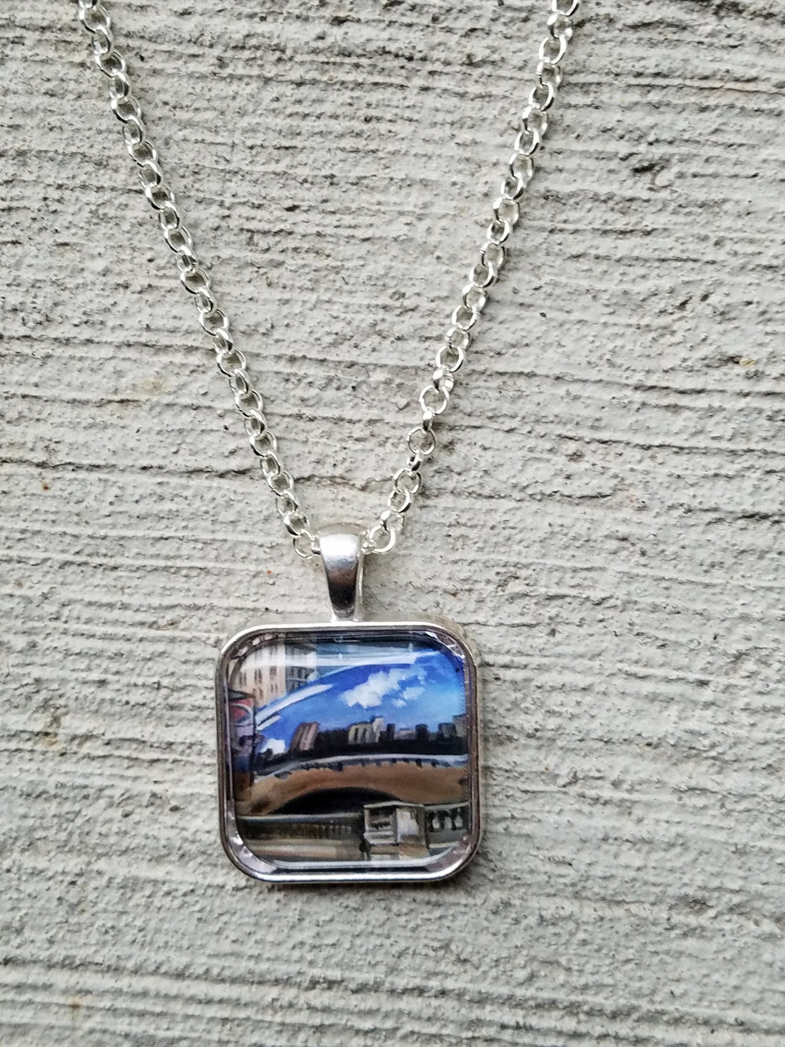 Chicago Bean Necklace Fine Art Pendant Etsy