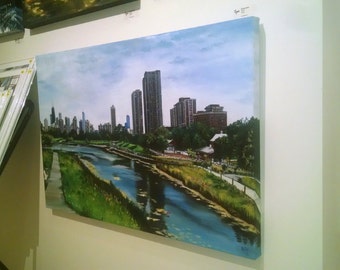 Chicago in Spring - 36x24in Oiriginal Oil Painting