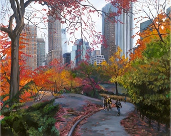 NYC Central Park Oil Painting - 15x12in Giclee Print