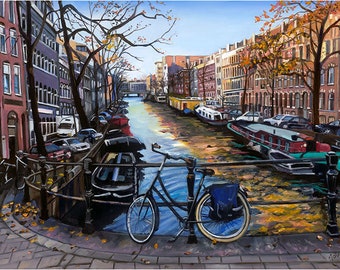 Amsterdam Oil Painting - 18x14in Giclee Print