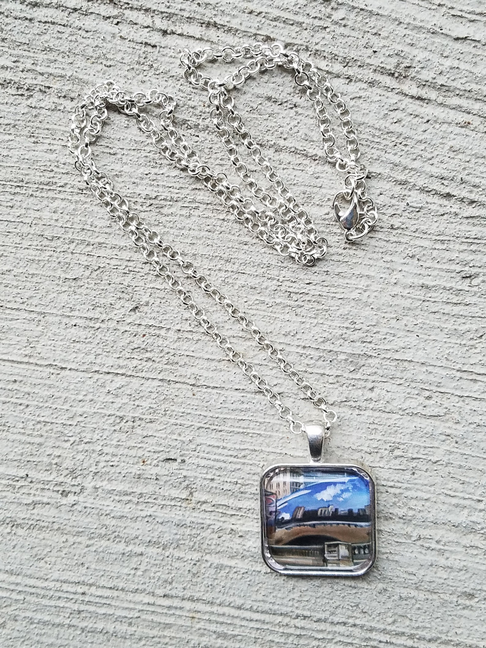 Chicago Bean Necklace Fine Art Pendant Etsy
