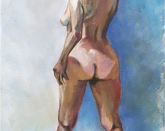 Standing Nude Woman Figure Painting - 11x14in Original Oil