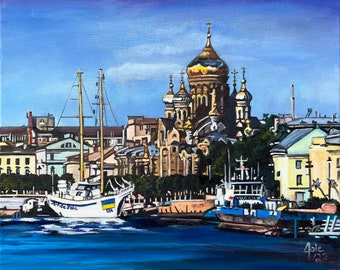 Saint Petersburg Cityscape Original Oil Painting  - 20x16