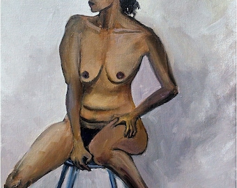 Black Woman Figure Painting - 11x14in Original Oil, Mature