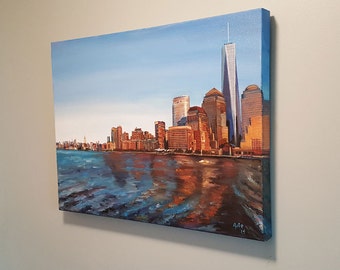 Original Oil Painting of New York Skyline - 24 x 18