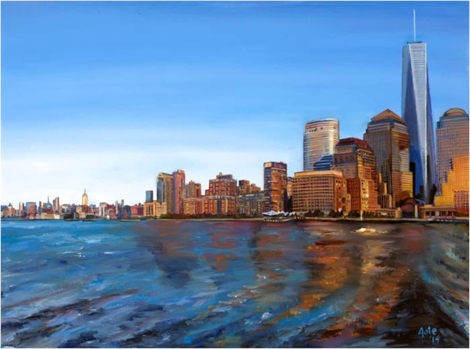 Original Oil Painting of New York Skyline - 24 X 18 - Etsy