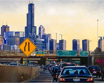 Chicago Oil Painting - 20x15in Giclee Print