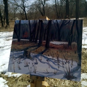 Last Snow Original Landscape Oil Painting 18x14in Plein Air Painting by Chicago Plein Air Artist image 3