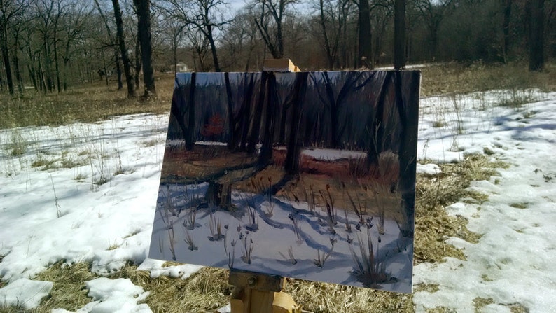 Last Snow Original Landscape Oil Painting 18x14in Plein Air Painting by Chicago Plein Air Artist image 3