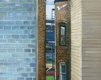 Wrigleyville, Chicago olieverfschilderij - 12x15in Giclee print