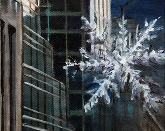 NYC Holiday Oil Painting- 6x8in, 5th Ave