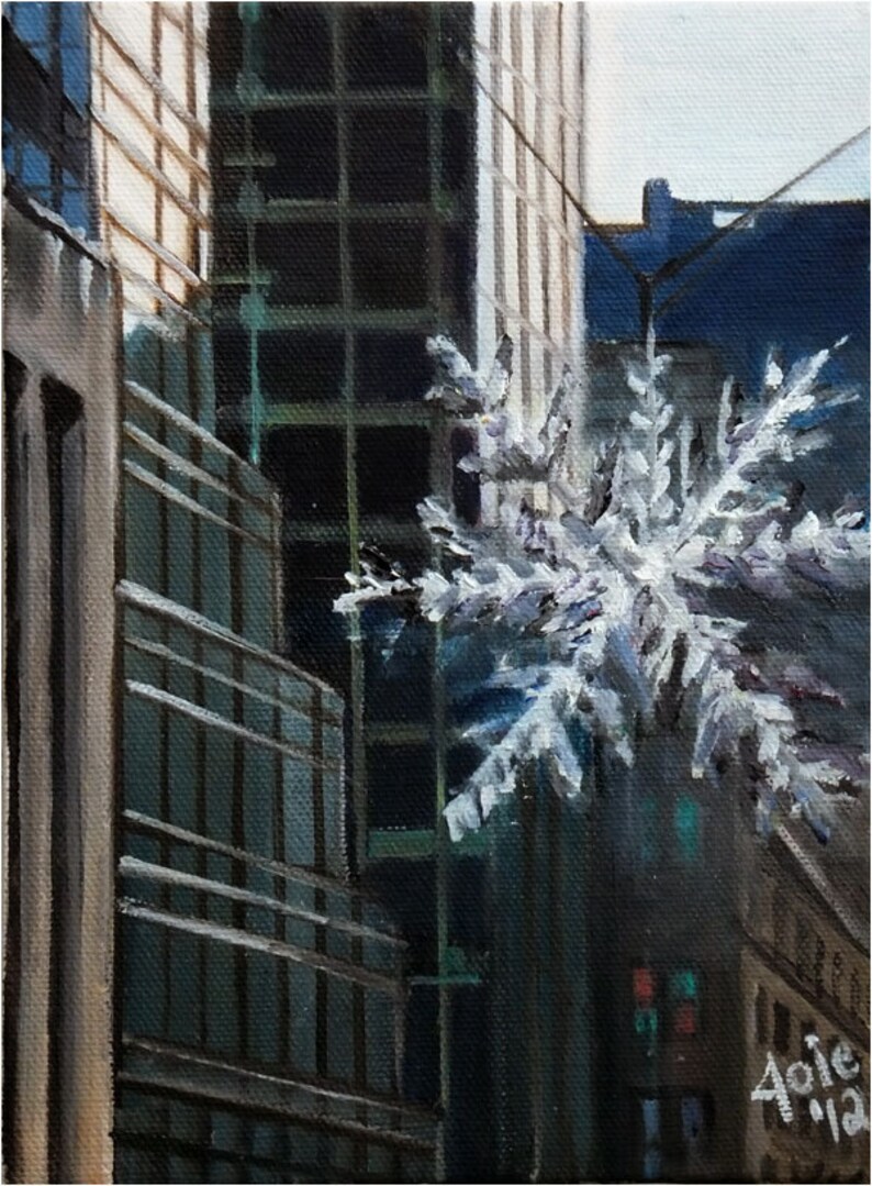 NYC Holiday Oil Painting 6x8in, 5th Ave image 1