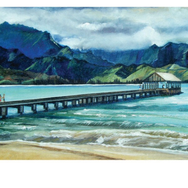 Pintura al óleo Hawaii - 10x8in Mini poster Print de pintura de puente