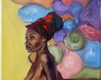 Black Woman Oil Painting - 8x10" Female Nude