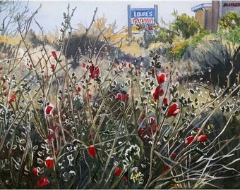 New Mexico Roadside Flowers Original Oil Painting - 14x11 in Realism Landscape