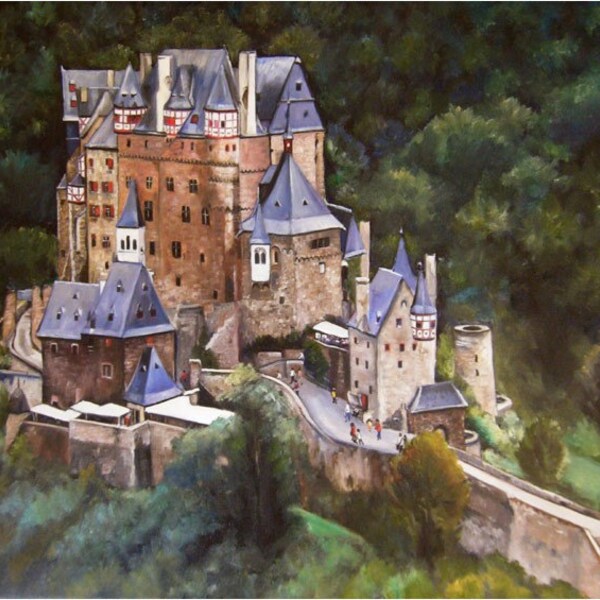 Peinture à l’huile de château allemand - Impression giclée 15x12in
