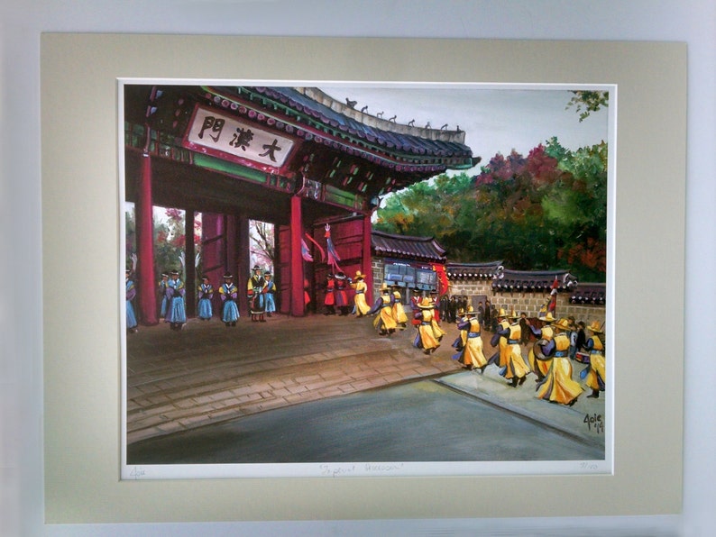 Seoul Painting of Palace Procession 18x14in Giclee Print image 2