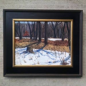 Last Snow Original Landscape Oil Painting 18x14in Plein Air Painting by Chicago Plein Air Artist Bild 4