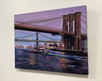 Original Oil Painting of Brooklyn Bridge - 24 x 18