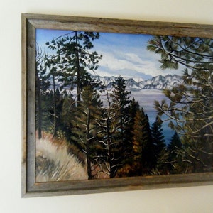 Lake Tahoe California Landscape Painting 28x22in On Sale image 3