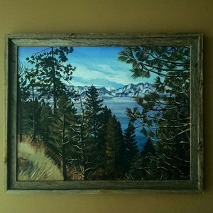 Lake Tahoe California Landscape Painting 28x22in On Sale image 1