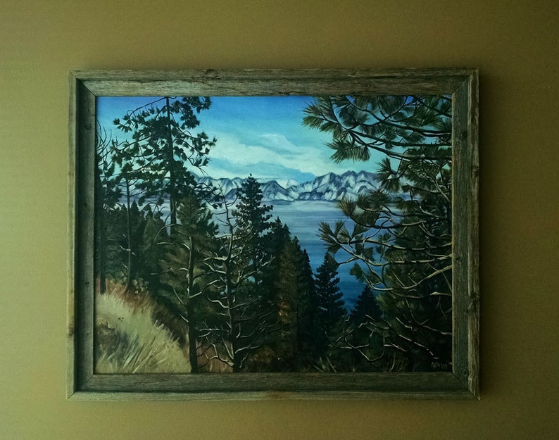 Lake Tahoe California Landscape Painting 28x22in On Sale image 1