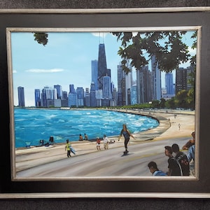 Chicago Skyline 30x24in Original Oil Painting image 1