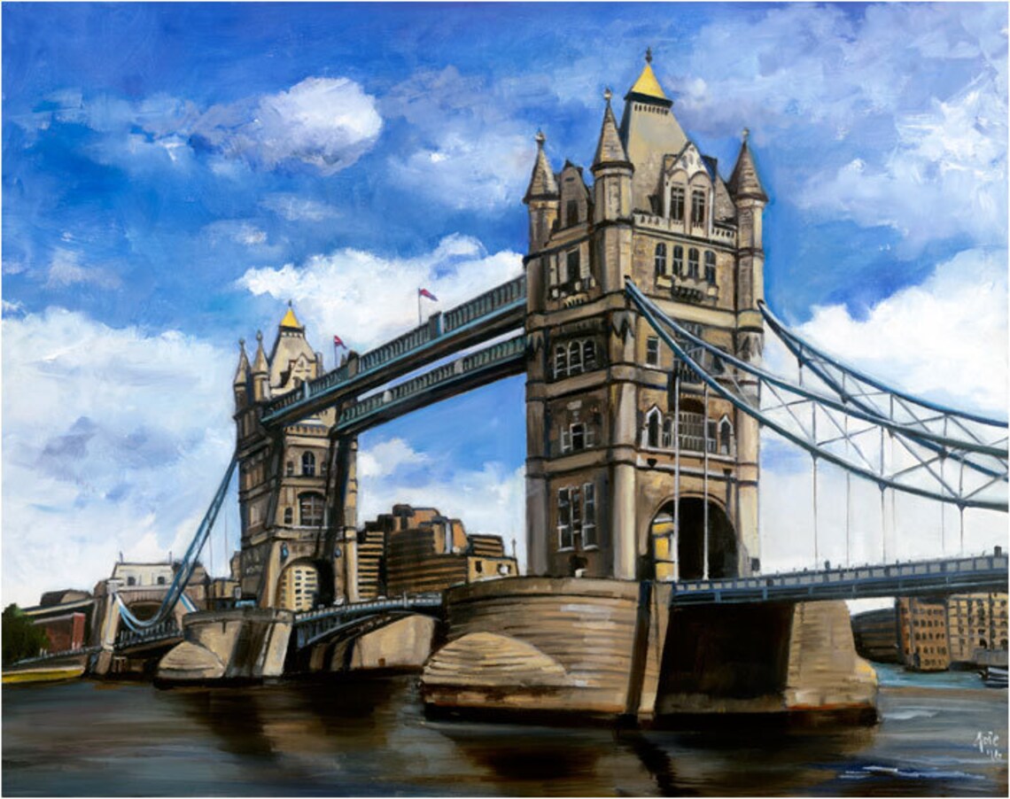 London Tower Bridge Oil Painting 15x12in Giclee Art Print Etsy