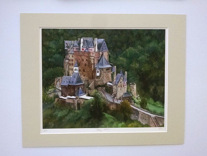 German Castle Oil Painting 15x12in Giclee Print Etsy