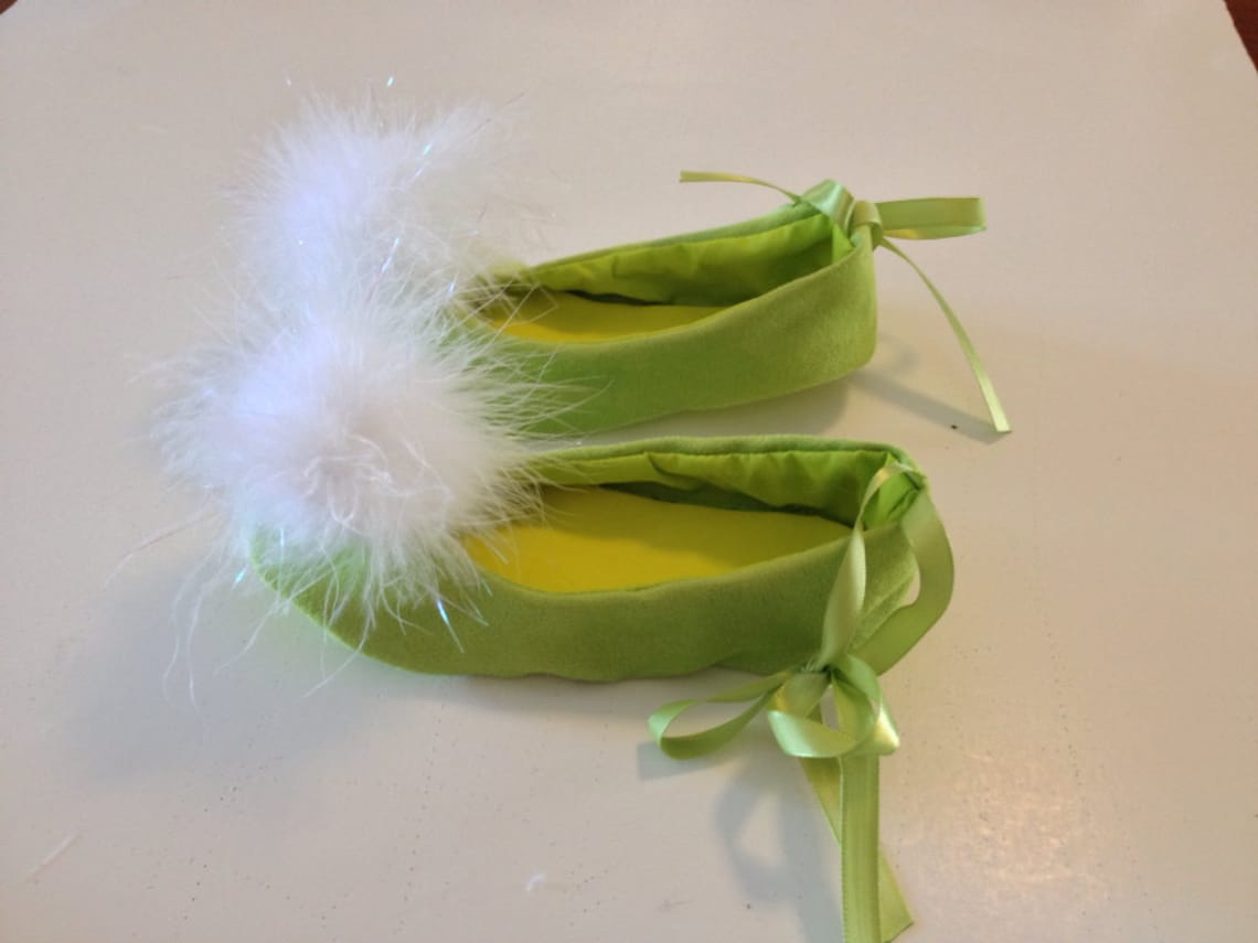 Tinkerbell Costume shoes Tink green fairy pixie baby shoes