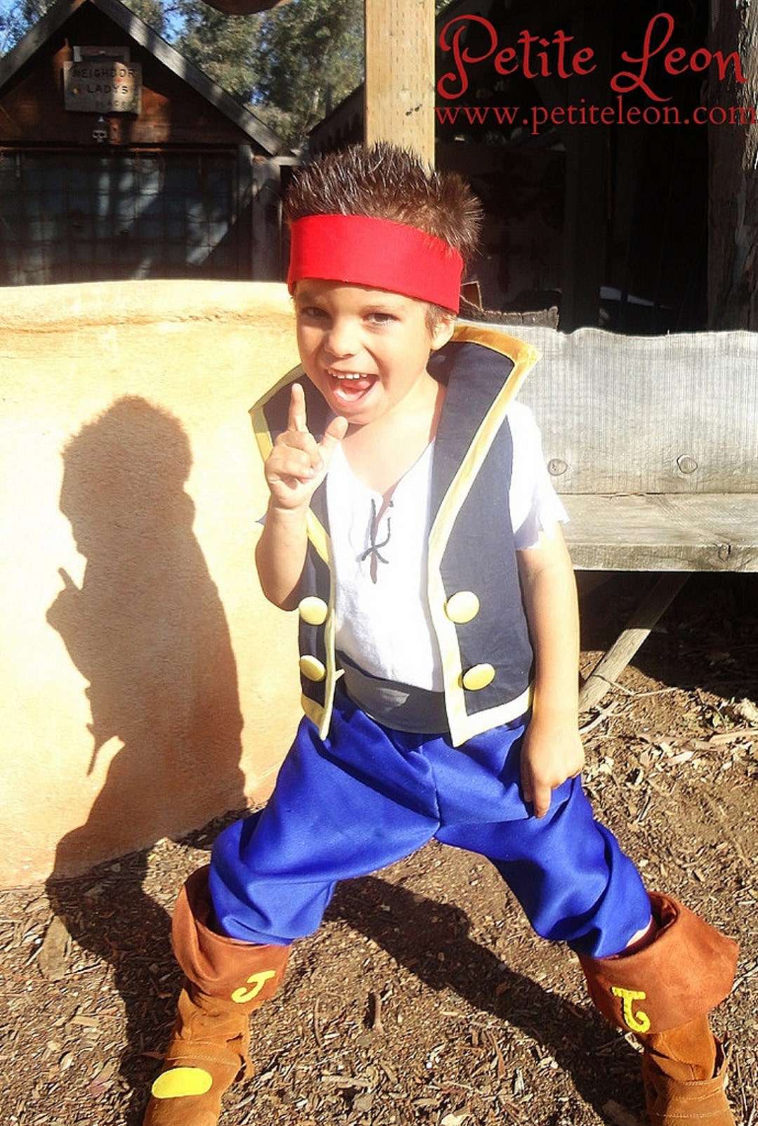 Jake Cosplay Costume Neverland Pirates Child Size Blue Pirate 