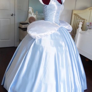 Cinderella Costume Cosplay Silver Misty Blue Satin Ballgown - Etsy