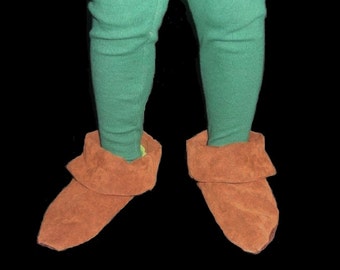 Peter Pan Costume Faux Suede Shoes Or Elf Robin Hood Peasent Style Costume Shoes Custom Made For any Child Size