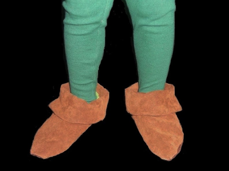 Peter Pan Costume Faux Suede Shoes Or Elf Robin Hood Peasent Style Costume Shoes Custom Made For any Child Size image 1