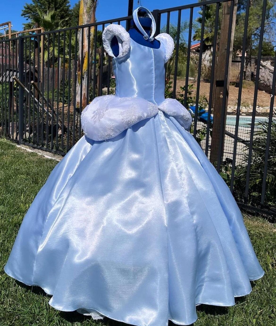 cinderella dress silver or blue Costume Cosplay Misty Satin Ballgown Black Velvet Choker Child Sizes Off The Shoulder Waist