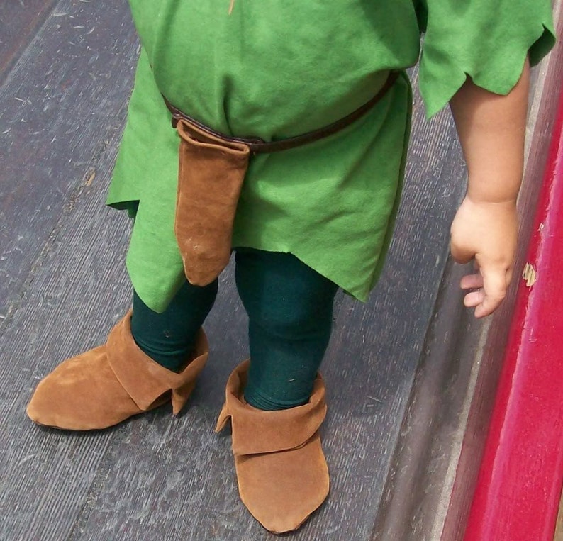 Peter Pan Costume Faux Suede Shoes Or Elf Robin Hood Peasent Style Costume Shoes Custom Made For any Child Size image 3