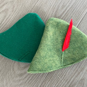 Olive Green Peter Pan Hat or Zelda, Elf October Fest Tyrolean Alpine Hat with Feather Costume Cosplay Sml,Med,Lrge image 7