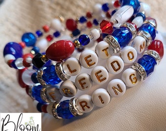 LET FREEDOM RING  Worded Stacked Wrap Bracelet, one size fits most Boho , inspiration jewelry,  expression jewelry