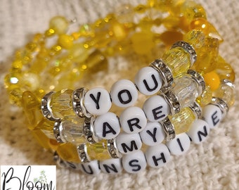 YOU ARE My SUNSHINE  Worded Stacked Wrap Bracelet, one size fits most Boho , inspiration jewelry,  expression jewelry