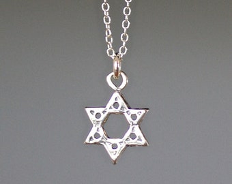 Star of David Necklace - Silver Star Pendant - Bali Silver Pendant - Judaica Jewelry - Bat Mitzvah Gift