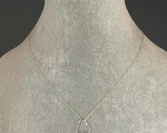 Silver Heart Necklace - Simple Heart Pendant - Floating Heart Pendant - Open Heart Necklace - Token of Love Jewelry - Anniversary Gift