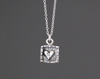 Ciondolo a cuore in argento - Collana con ciondolo a cuore - Collana a cuore in argento - Collana Bali in argento - Gioielli romantici - Gioielli d'amore