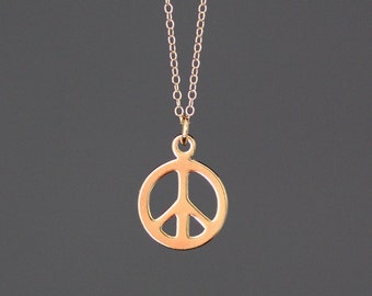 Peace Sign Necklace - Peace Charm Pendant - Gold Peace Sign - Gold Charm Necklace - Simple Gold Necklace - Symbol Jewelry - Peace Jewelry