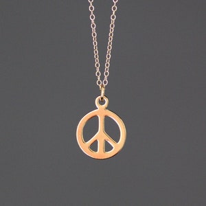 Peace Sign Necklace - Peace Charm Pendant - Gold Peace Sign - Gold Charm Necklace - Simple Gold Necklace - Symbol Jewelry - Peace Jewelry