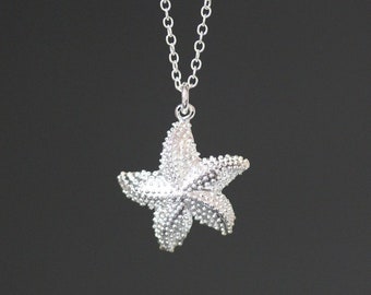 Silver Starfish Necklace - Starfish Pendant - Beach Jewelry - Starfish Charm Necklace - Ocean Jewelry